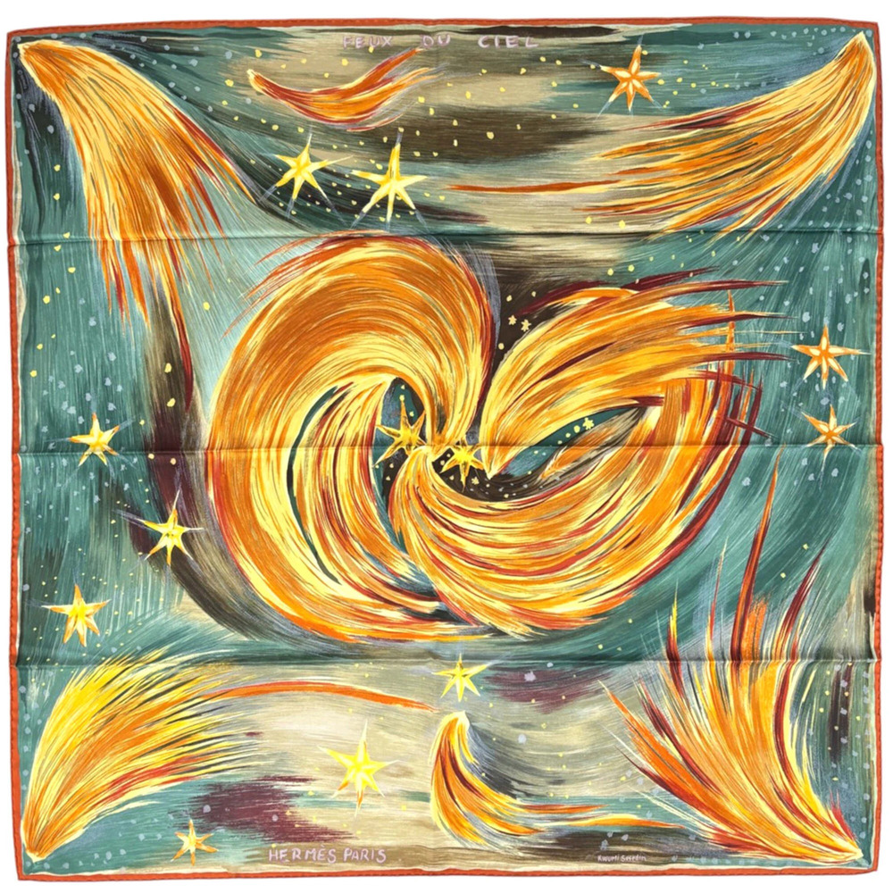 HERMES Orange Silk Scarf